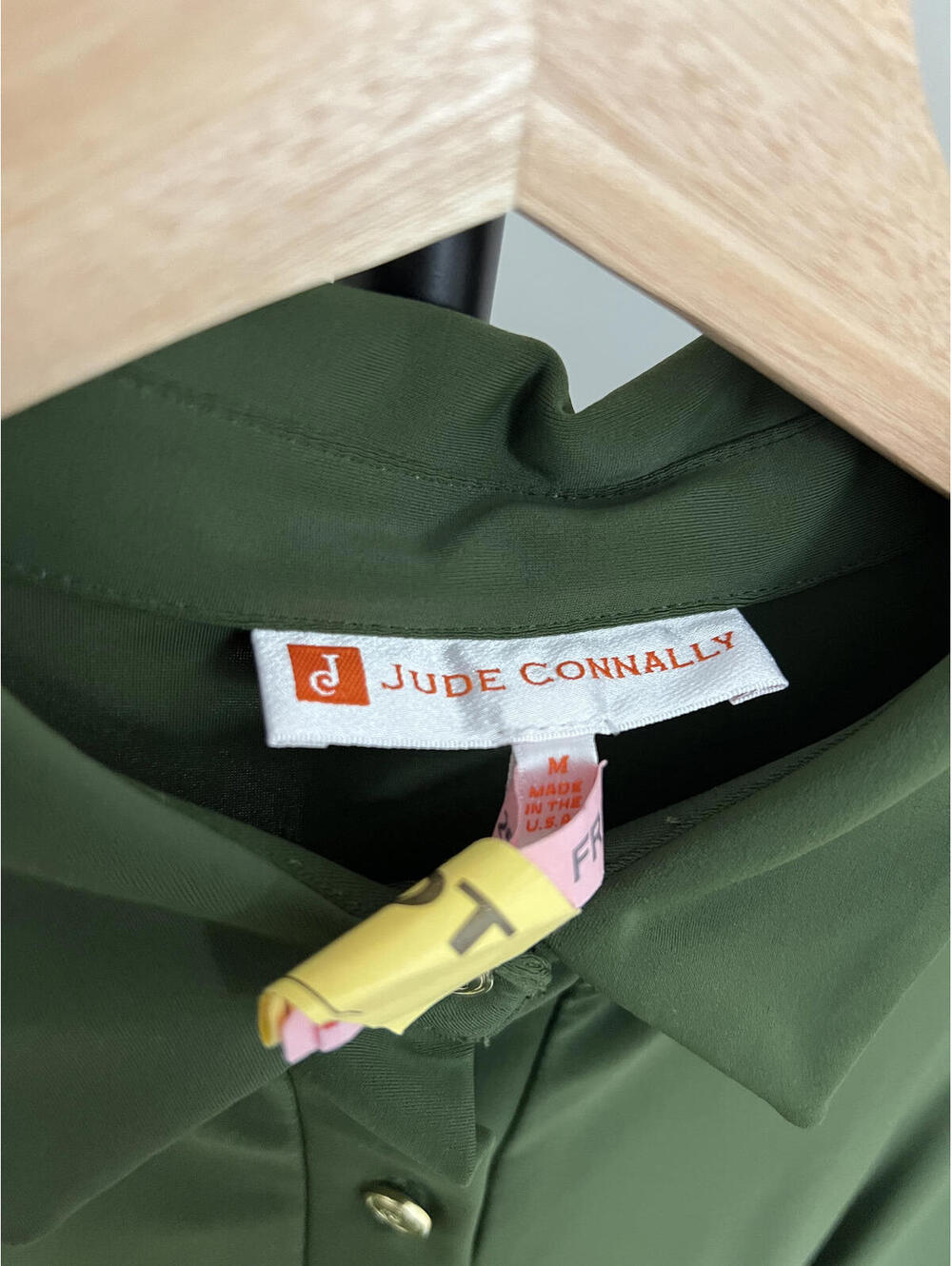Jude Connally Olive Green Tiered Shirt Dress - Made in USA - Picture 3 of 6